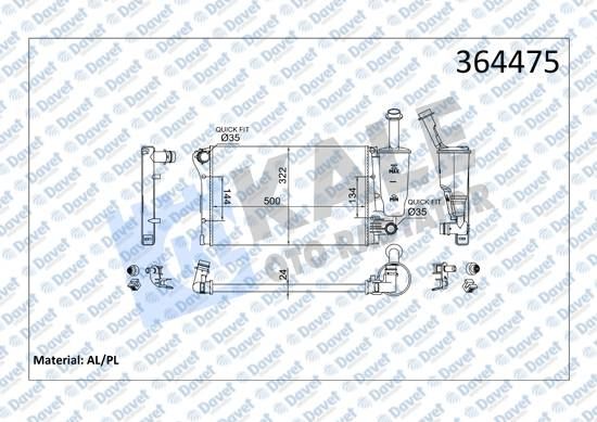 KALE 364475 Su Radyator Fiat Panda Mekanik [500x322x24]